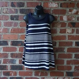 NWOT Suzanne Betro Navy Striped Sleeveless Blouse